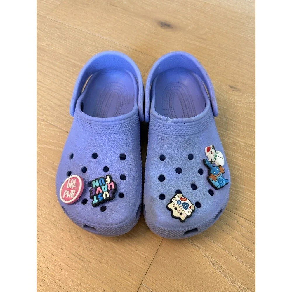 Crocs Girls Child Clog Sandals w/ Jibbitz Kids Size 1 Youth Light Purple